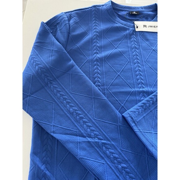 JMIERR Men Casual Long Sleeve Shirt Crew Neck Collar Pullover Sweatshirt XL blue - Picture 9 of 14